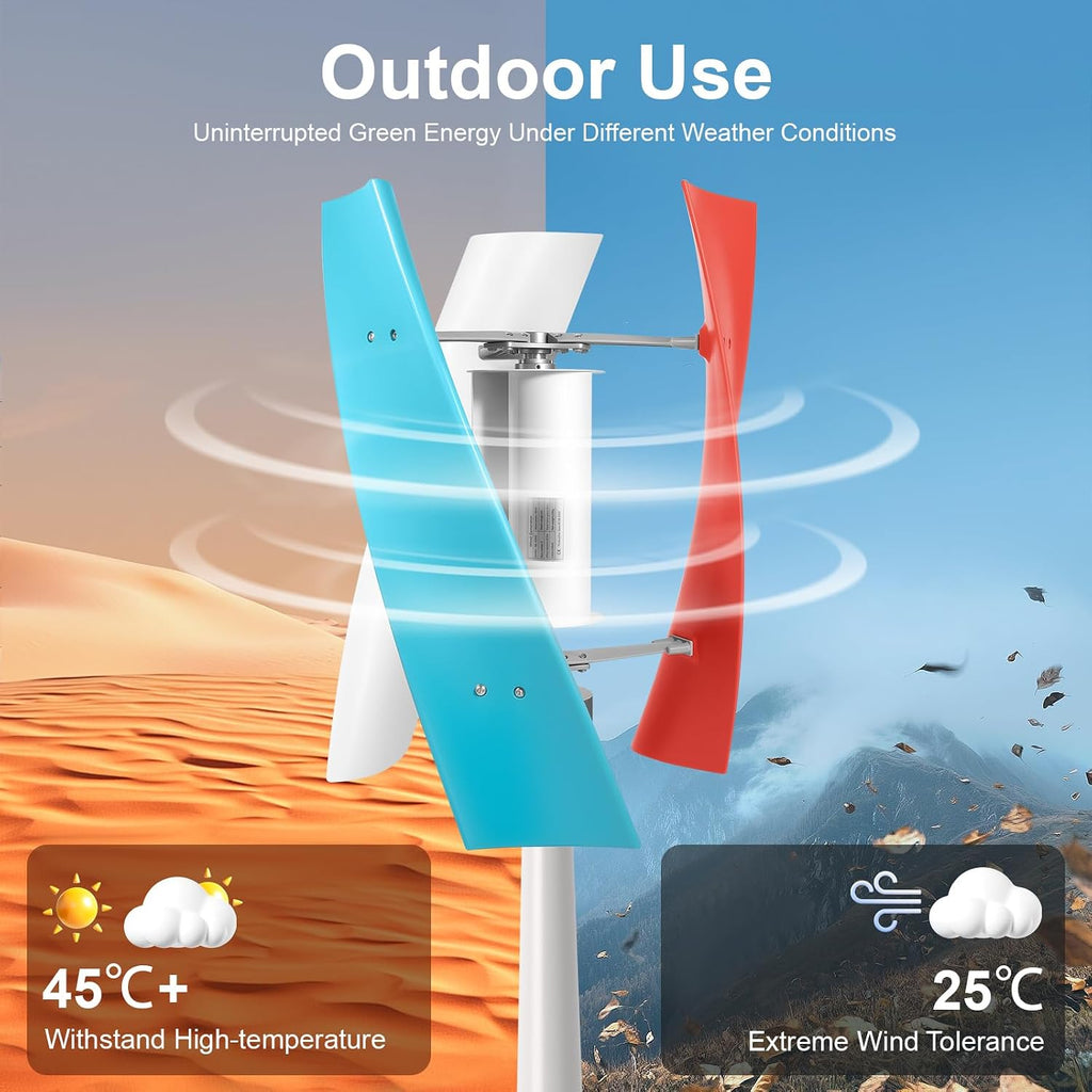 Wind Turbine Generator Kit, 400W 12V Maglev generator Vertical Helix Charger Controller, Vertical Axis Wind Power w/3 Blades for Marine RV Home Windmill Generator Suit and Hybrid Solar Wind System