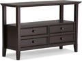 SIMPLIHOME Amherst Console Table - 48 Inch Wide Solid Wood Sofa Table in Hickory Brown, Transitional Storage Table for Entryway or Living Room with 2 Deep Drawers and Large Open Shelf