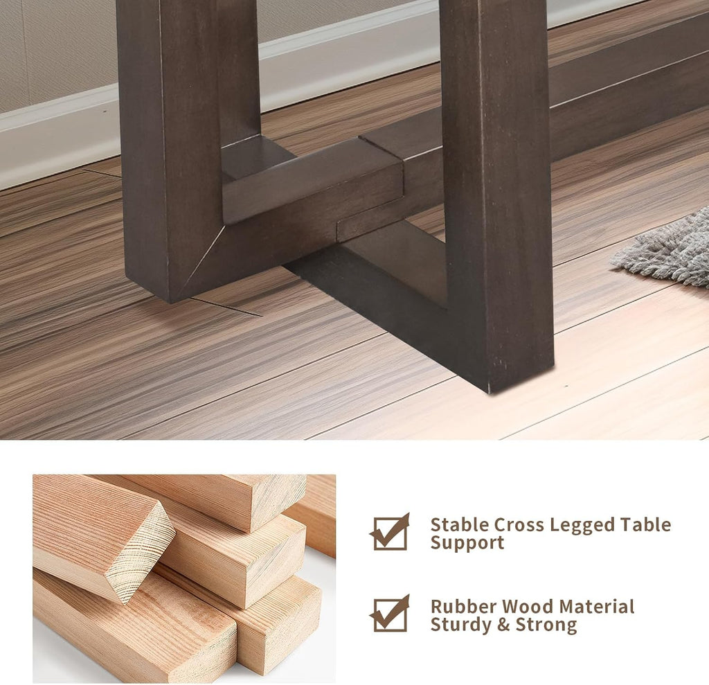 LKTART 59.05-Inch Long Behind Couch Sofa Table for Living Room, Farmhouse Console Table with Storage, Narrow Accent Entryway Tables for Hallway Entrance Foyer (Espresso)