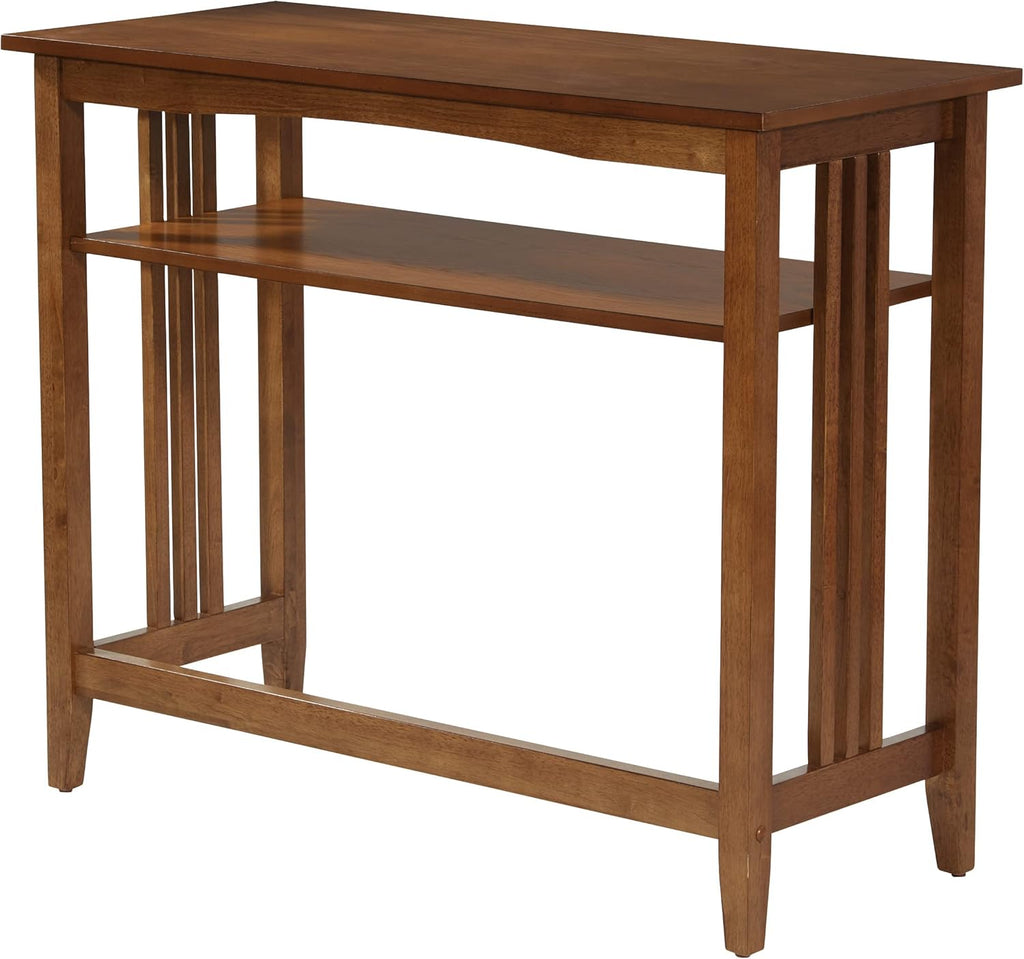 OSP Home Furnishings Sierra 36-Inch Sofa Table with Lower Storage Shelf and Mission Style Side Panels, Ash Brown