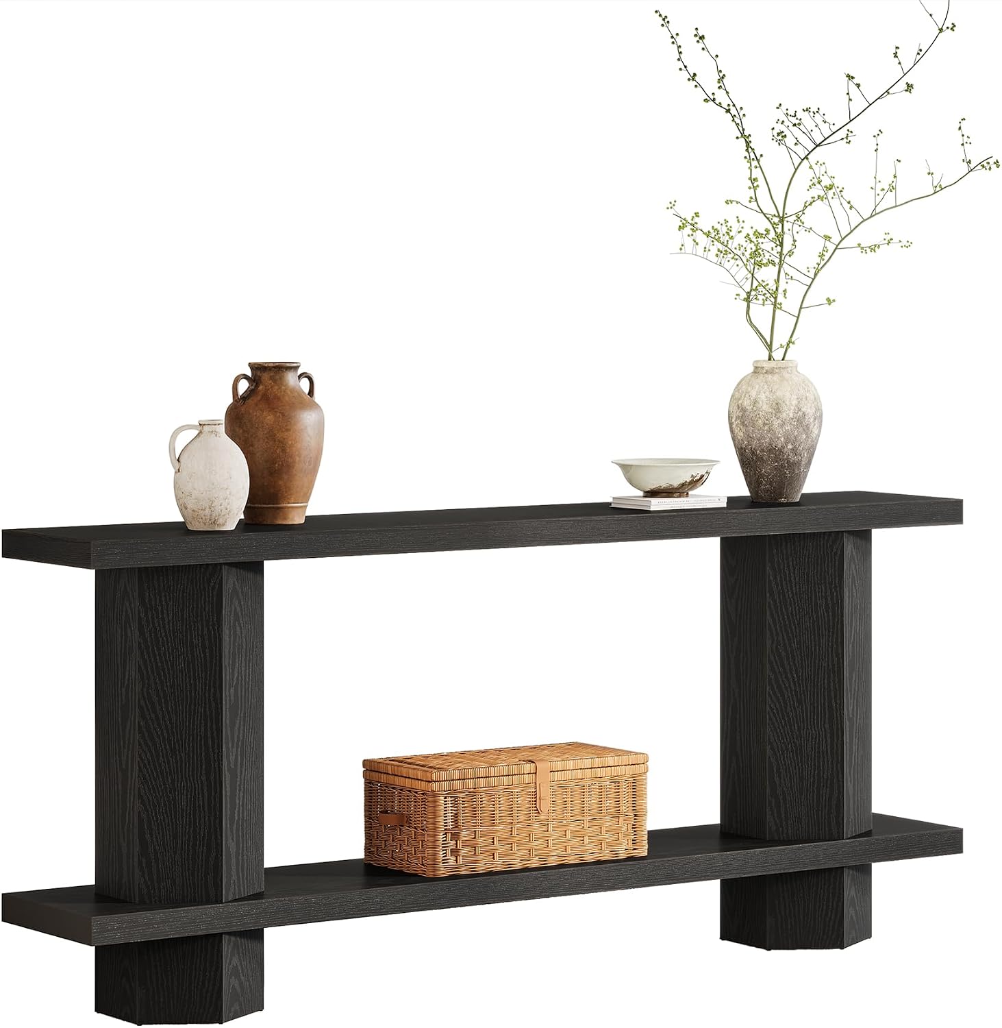Tribesigns 71-Inch Long Console Table for Entryway, Wooden Sofa Table Behind Couch, for Living Room, Hallway, Foyer, Black
