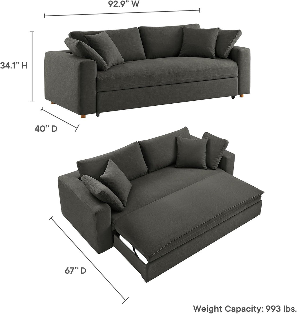 Modway Commix Down Filled Fabric Sleeper Sofa in Gray