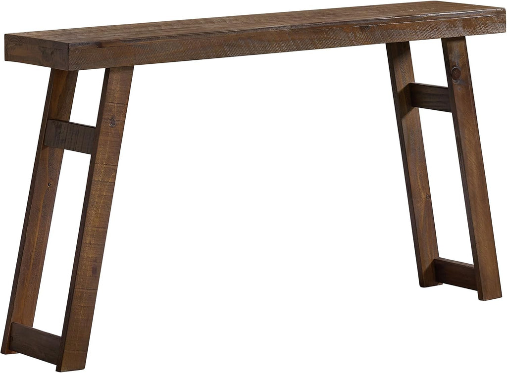 Alaterre Furniture Lawas Solid Wood Console Table - 56 Inch Modern Farmhouse Entryway Table - Easy Assembly Living Room Furniture for Behind The Couch, Entryway, or Hallway (Brown)