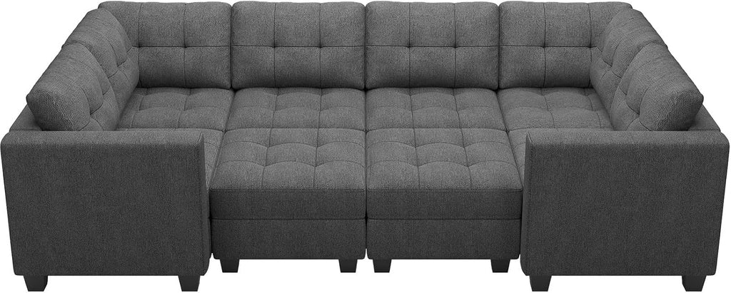 Belffin Modular Sleeper Sofa Bed with Storage Seat Oversized Modular Sectional Sofa Couch Set Reversible Modular Sleeper Sectional Couch Bed Dark Grey BF0390-1