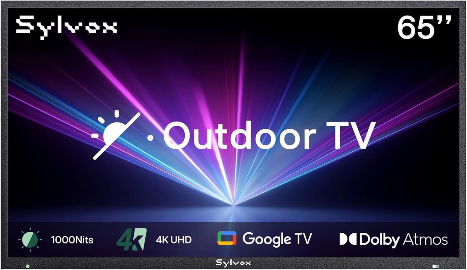 SYLVOX New 65' Outdoor Smart TV, Superior Waterproof Performance, Upgraded Matte Finish for Enhanced Anti-Glare Effect, Full Metal, with Dolby Atmos, 1000nits, Partial Sun Deck Pro 3.0+ Series