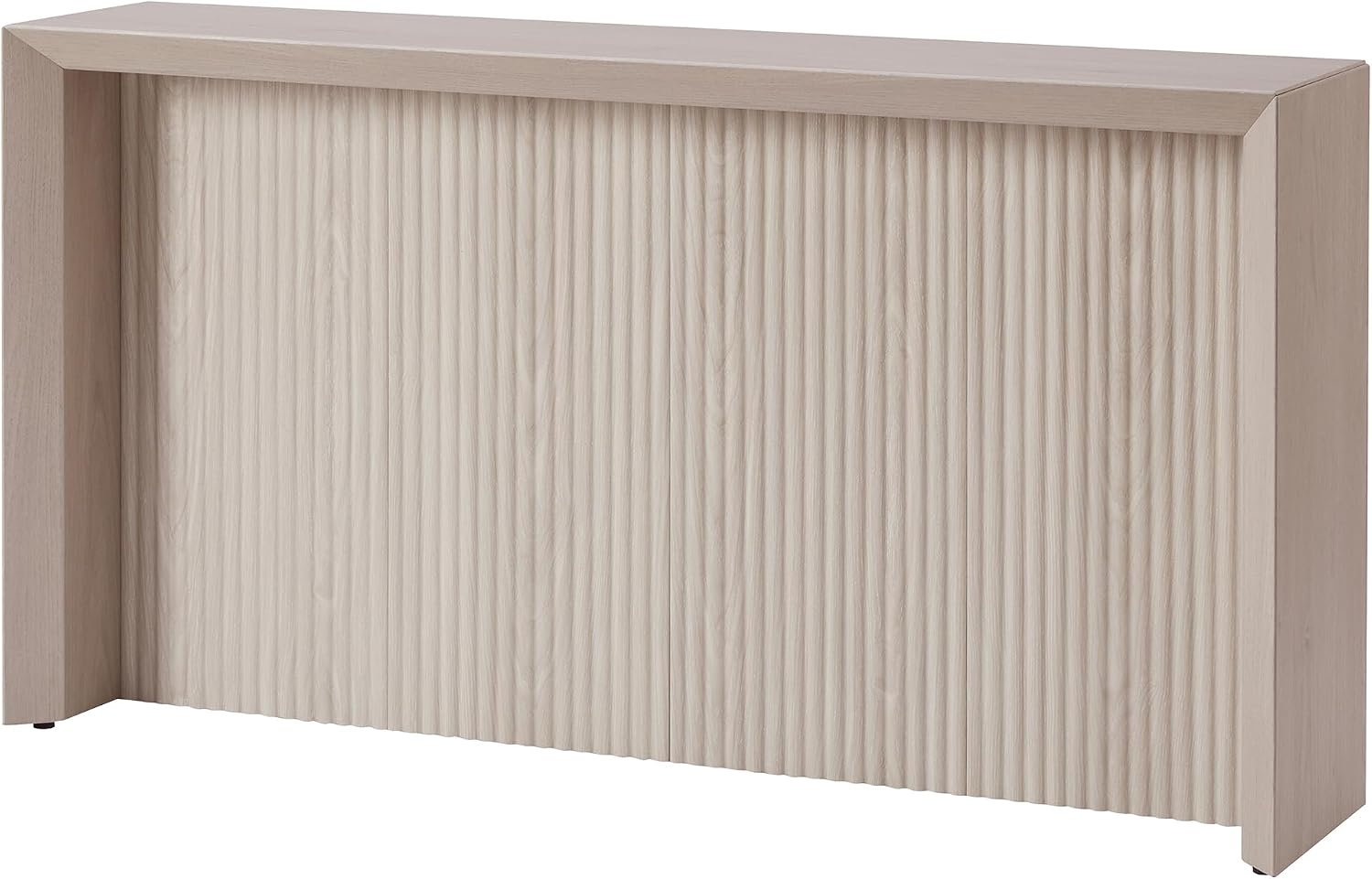Henn&Hart 56' Fluted Wooden Rectangular Console Table Ribbed Entryway Table, Sofa Table for Entryway, Living Room, Couch, Hallway, or Office, Beech White