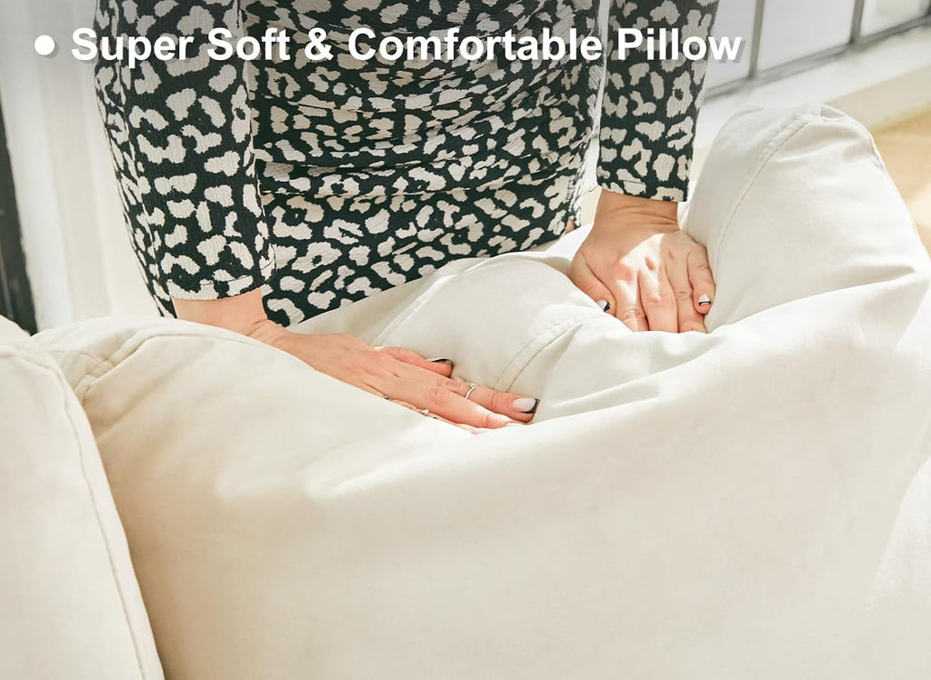 Belffin Sectional Sleeper Sofa with Pull Out Couch Bed Modular Sectional Sofa with Storage Velvet L Shaped Couch Sleeper Bed Beige