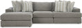 Signature Design by Ashley Avaliyah Casual L-Shaped 3-Piece Sectional with Chaise with Reversible Cushions and 6 Accent Pillows, Light Gray