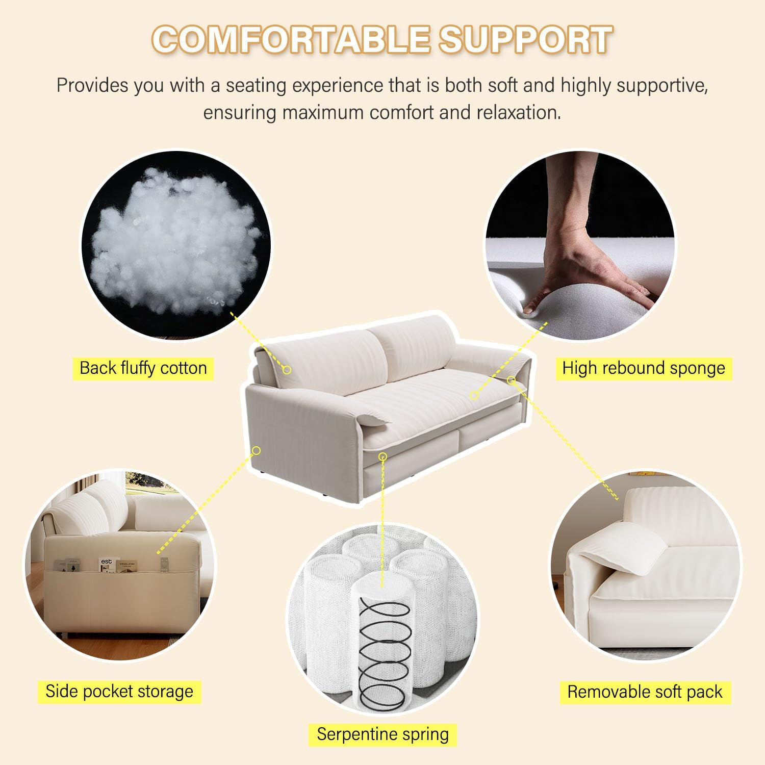 66'' Velvet Queen Size Pull Out Sofa Bed, 3-in-1 Convertible Loveseat Sleeper Sofa with Armrest for Living Room, Apartment, Space Saving, Beige