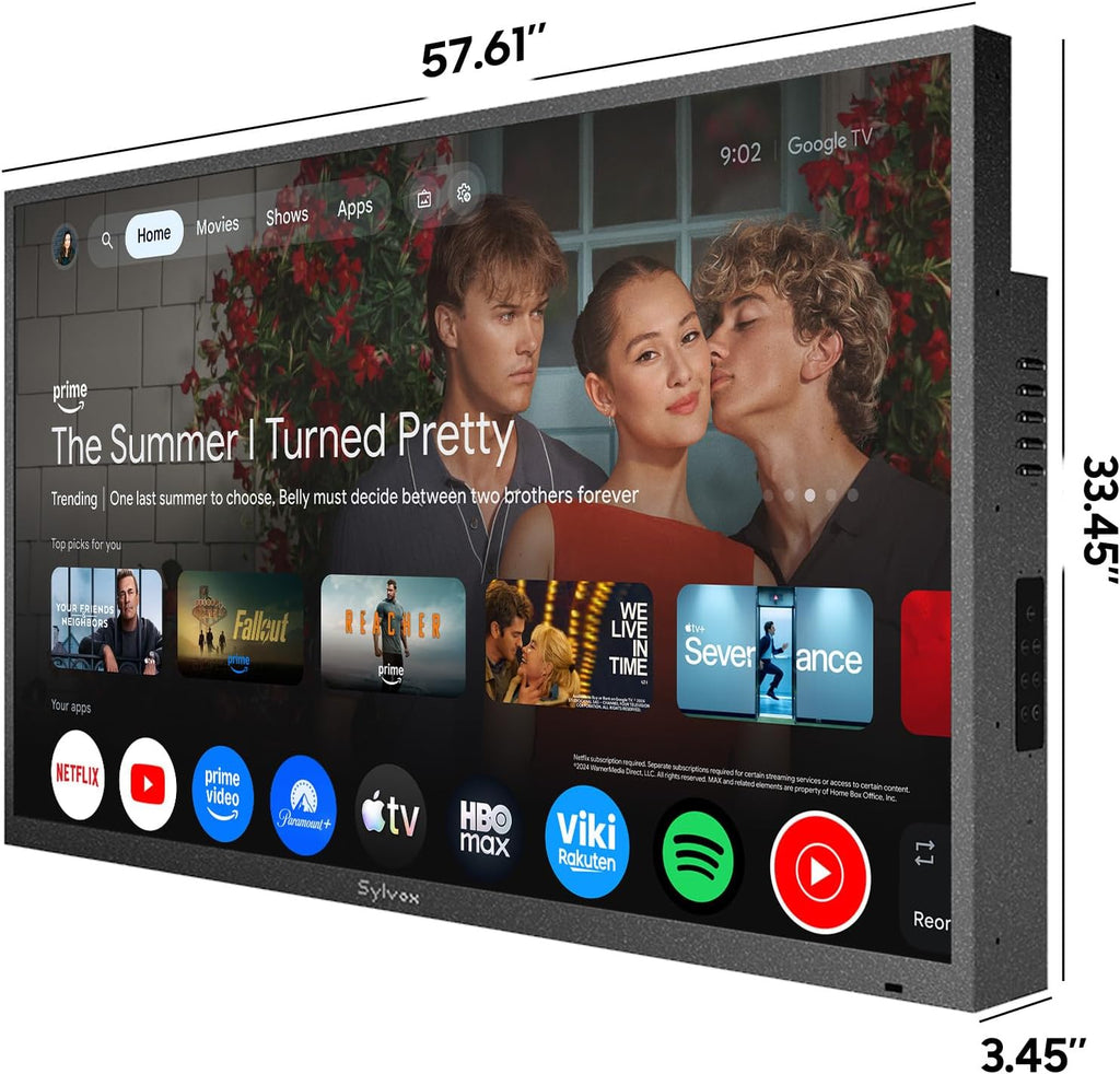 SYLVOX Outdoor TV, Smart QLED TV 65 inch, Weatherproof Outdoor TVs Support Google Assistant, 4K UHD, Wide Viewing Angle, IP56 Waterproof, 1000 Nits Partial Sun QLED Television(2026 Model)