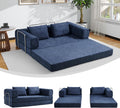 5-in-1 Convertible Folding Sofa Bed, 79' Queen Chenille Boneless Couch with Removable Armrests, No Assembly Loveseat Sleeper Sofa, Modular Futon Couch for Living Room & Bedroom (Blue)