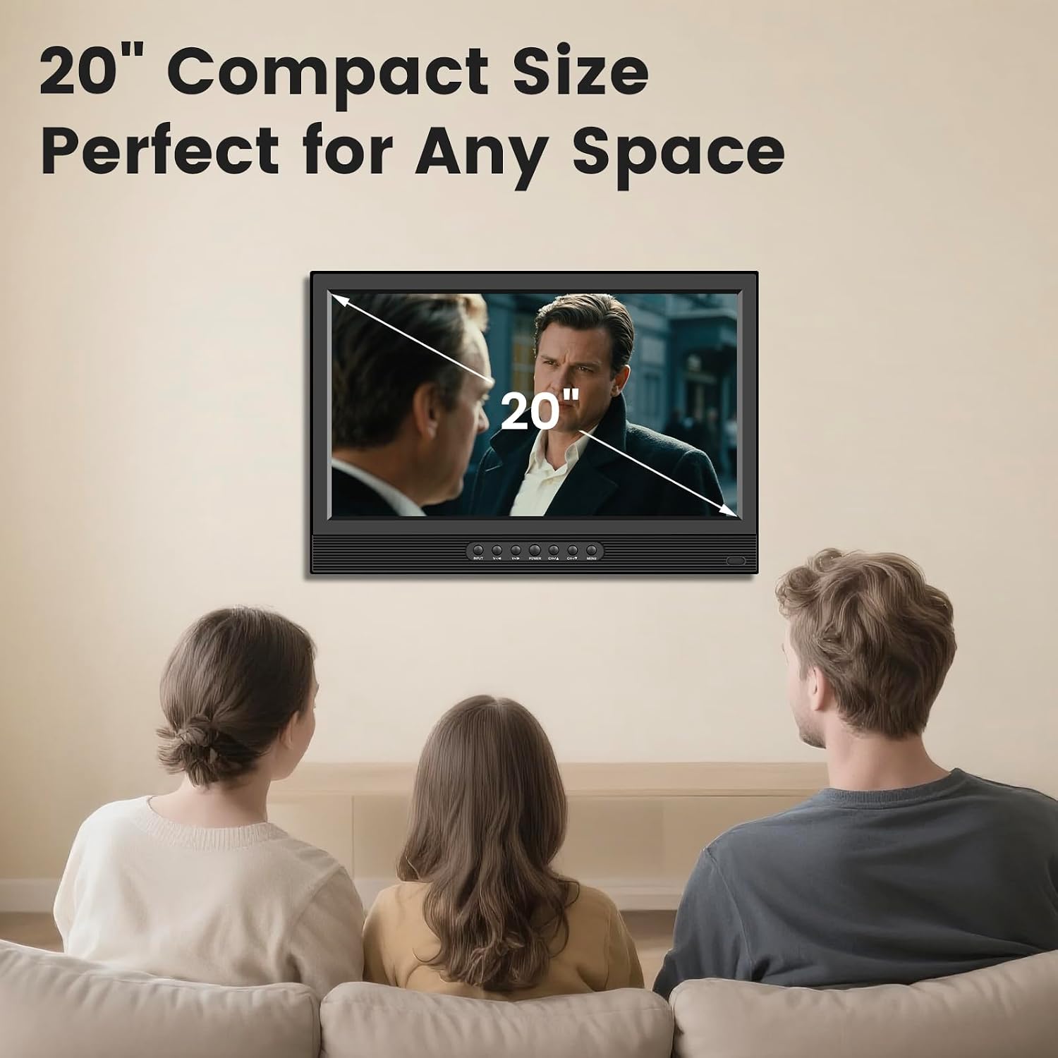 Jexiop 20inch Smart TV,Full HD 1080p LED Flat Screen with ATSC TV,with Built-in HDMI USB Suitable for Kitchen Kid's Room Basement or RV Camper