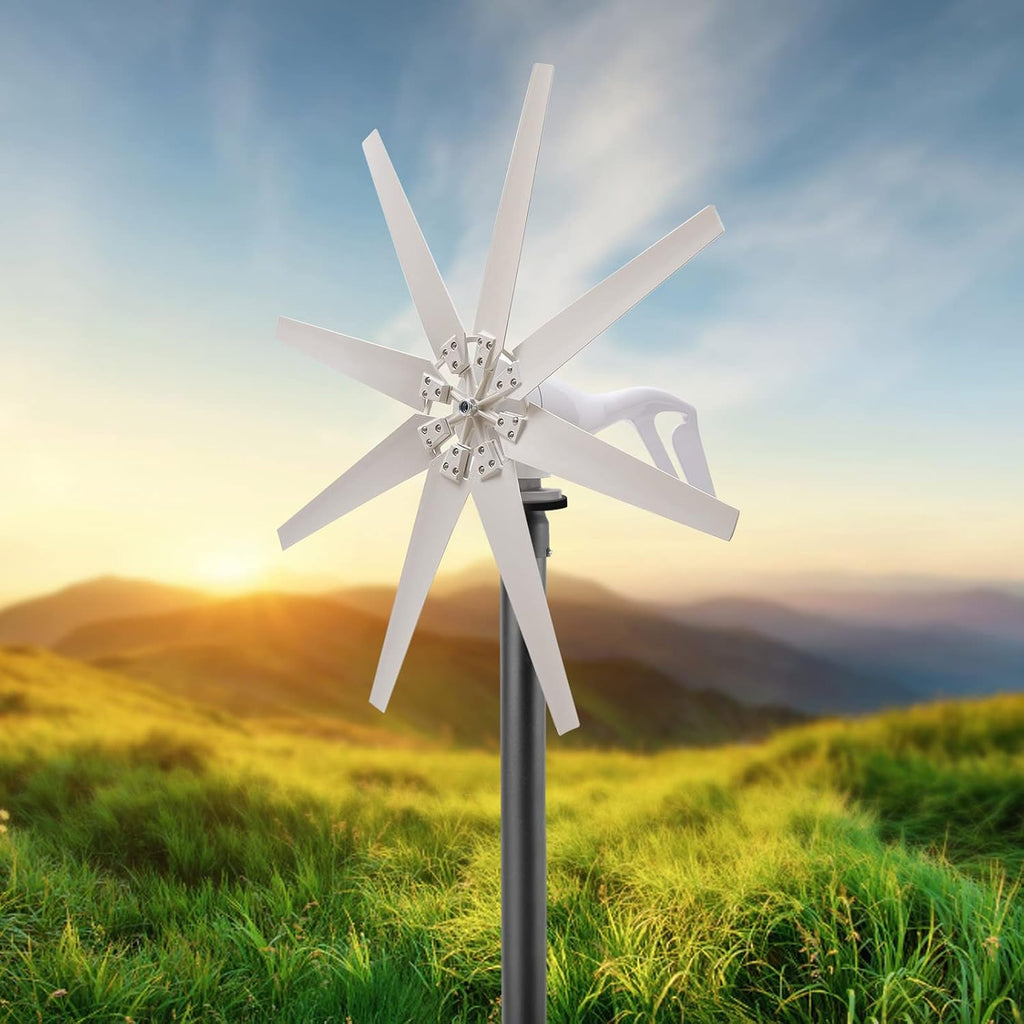 Wind Turbine Generator, 600W Charge Controller Wind Generator Kit 12V Wind Turbine Machine 8 Blade Wind Power Generator Wind Power Tool for Boats Homes RVs Cabins Hybrid Solar Wind System