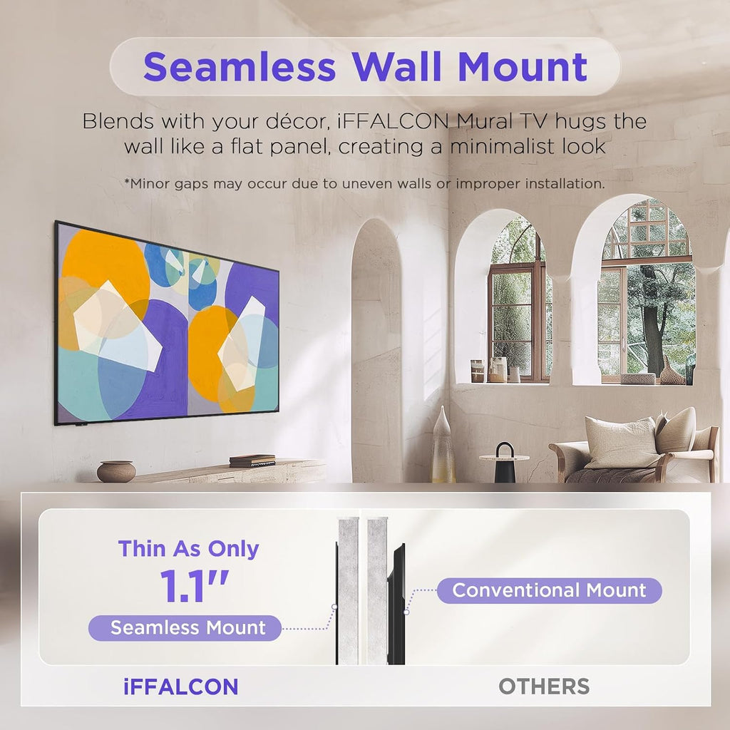 iFFALCON 65-Inch Class QLED 4K Smart TV, Ultra-Slim Picture Frame TV, 144Hz, HDR, Art Mode w/AI Art, Wide Color Gamut, Dolby Vision IQ, Dolby Atmos, Google Assistant Voice Remote(65F75, 2025 Model)