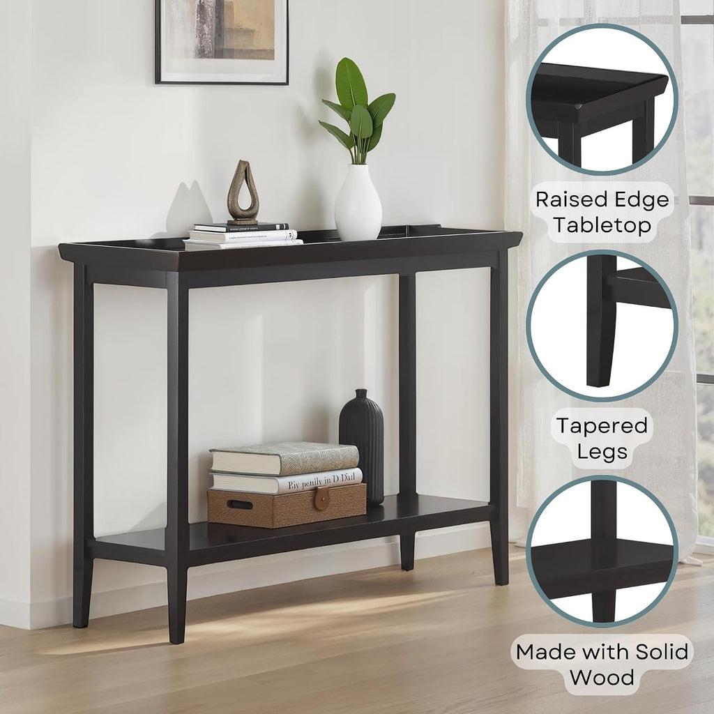 Convenience Concepts Ledgewood Console Table 48' - Modern Narrow Sofa Display Accent with Storage Shelf for Transitional, Traditional Living Room, Entryway, Hallway, or Bedroom, Black