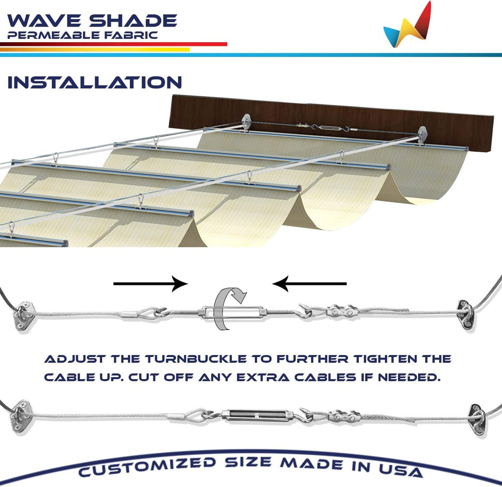 Windscreen4less 3' x 8' Retractable Sun Shade Canopy Cover Sliding Wave Shade Sail for Pergola Patio Deck Yard Gazebo Outdoor (Beige)