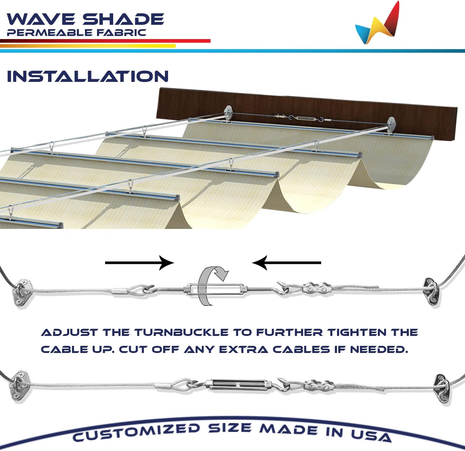 Windscreen4less 3' x 8' Retractable Sun Shade Canopy Cover Sliding Wave Shade Sail for Pergola Patio Deck Yard Gazebo Outdoor (Beige)