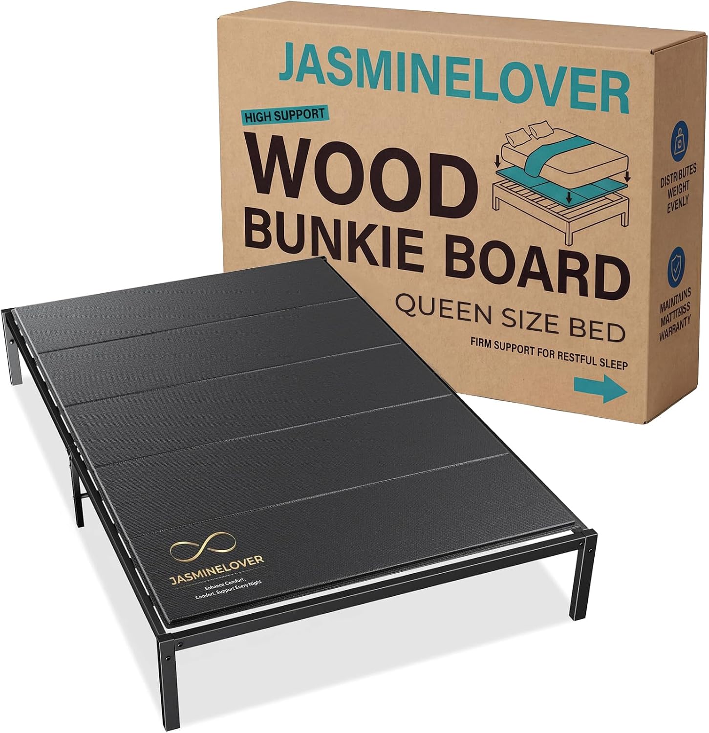 Bunkie Board Queen - Heavy Duty Reinforced Wood Bed Boards for Under Mattress, Universal Sleeper Sofa Support Board with Anti-Sag Design for Metal Bed Frame, Platform Beds&Pull Out Couches