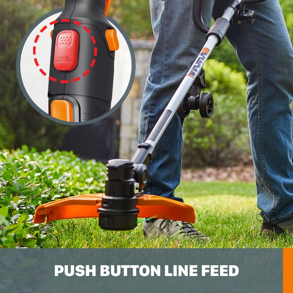 WORX Cordless String Trimmer & Lawn Edger, 13'' Electric Weed Wacker with Command Feed, 40V Weed Eater with 90° Pivoting Head, 2 Batteries & Charger Included, WG184