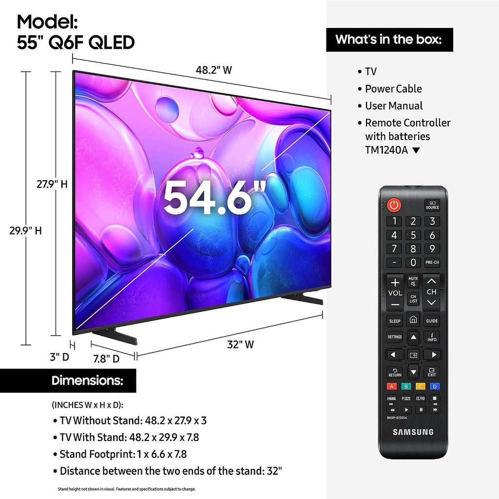 Samsung 55' Class, QLED, 4K, QLED Smart TV, 2025 (QN55Q6FAAFXZA)