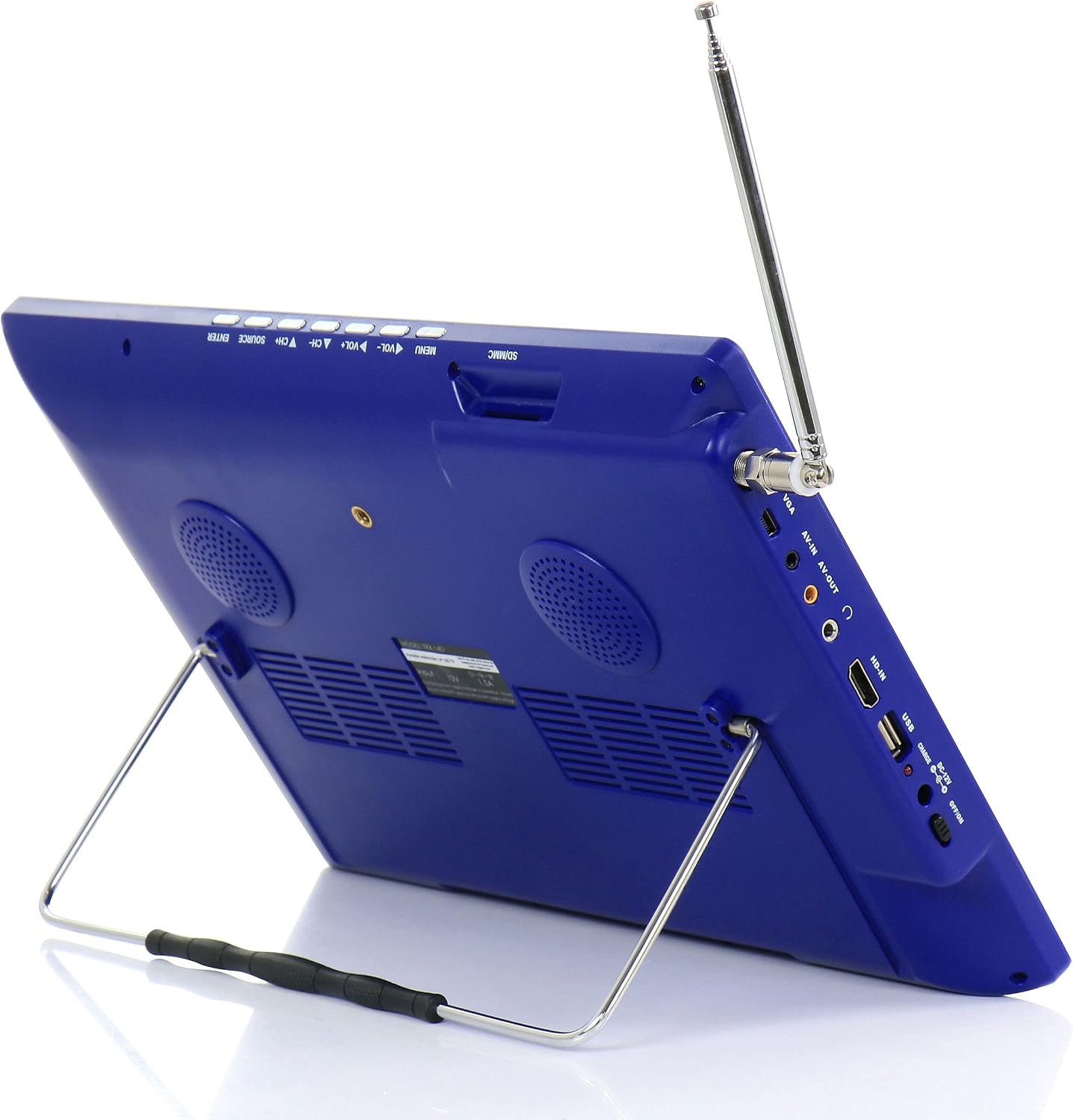 Trexonic Portable Rechargeable 14 Inch LED TV with HDMI, SD/MMC, USB, VGA, AV in/Out and Built-in Digital Tuner, Blue