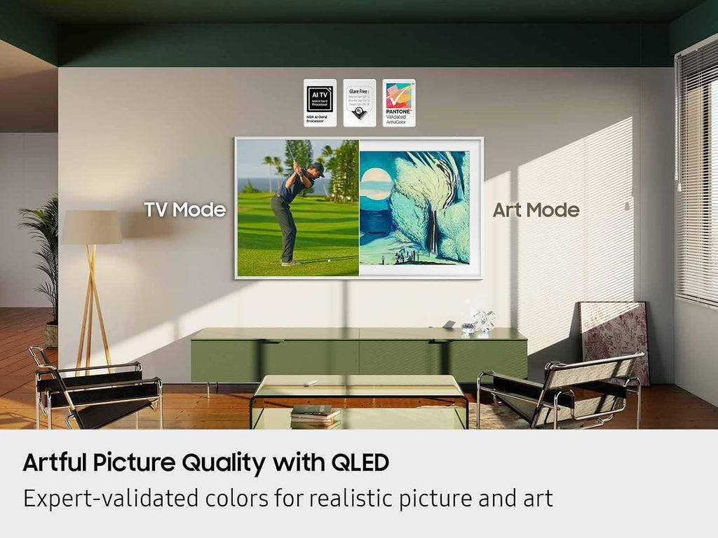 Samsung 50-Inch Modern Teak The Frame LS03D QLED 4K Smart TV Bundle, Quantum HDR, Art Mode, Slim Fit Wall Mount, Alexa Built-in w/Bezel, AUX HDMI Cable, CPS 24-Month Protection, Streaming Bundle
