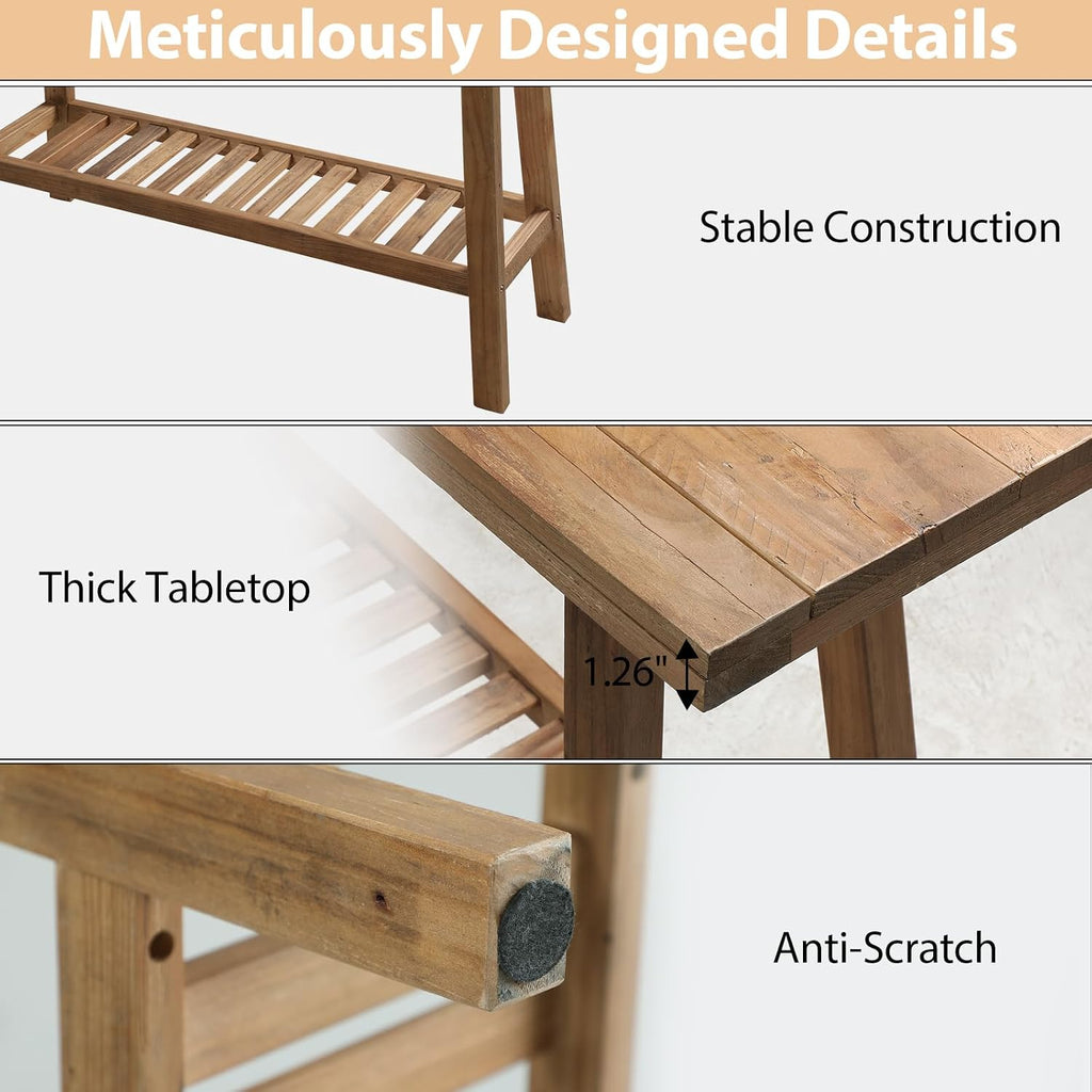 HOKYHOKY Reclaimed Solid Wood Console Table, 59' Long Farmhouse Entryway Tables, Rectangular Couch Table Behind Sofa, 2 Tiers Accent Tables for Hallway, Entrance, Foyer, Living Room