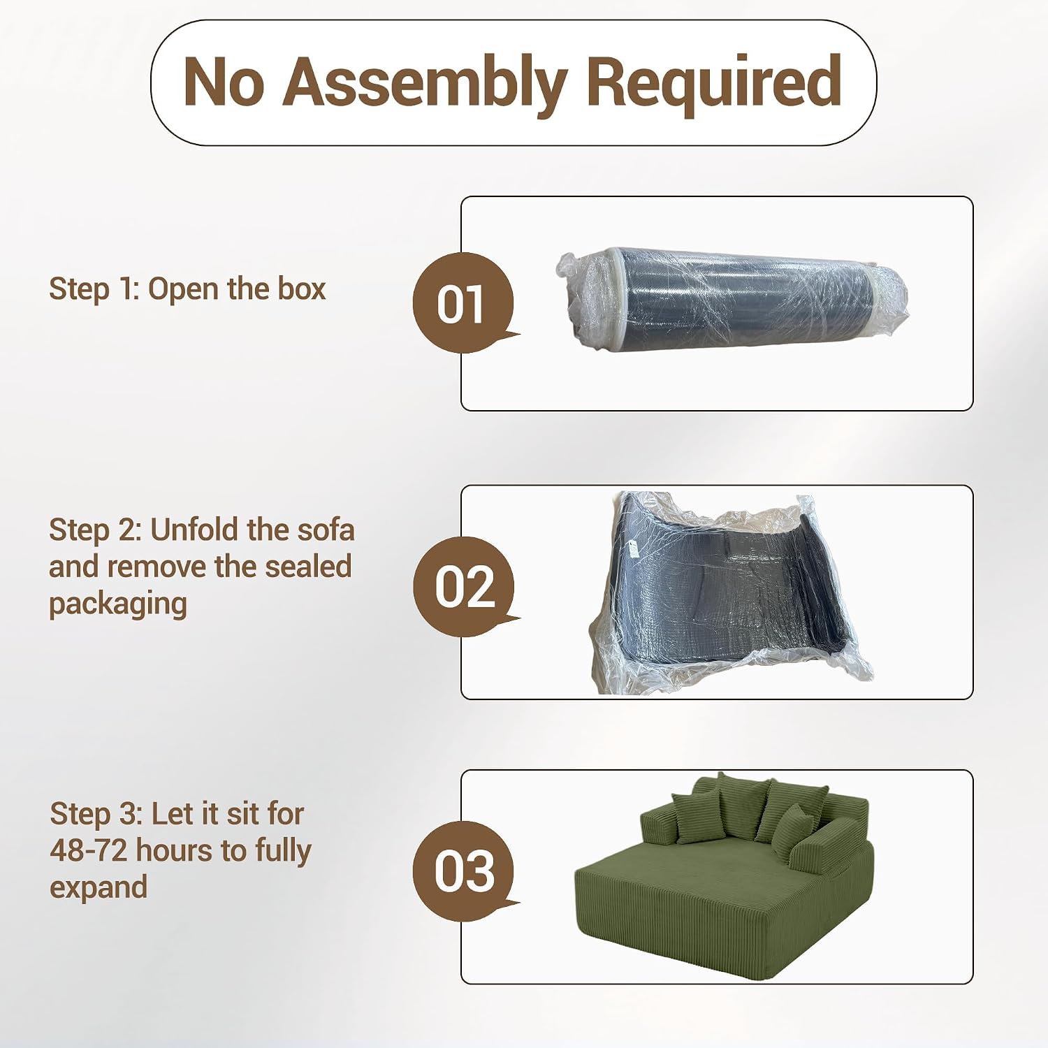 58' Chaise Lounge Chair Indoor, Green - Oversized Corduroy Boneless Sleeper Sofa Bed with Armrests and 4 Pillows, No Assembly for Living Room