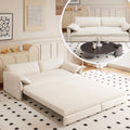 66'' Velvet Queen Size Pull Out Sofa Bed, 3-in-1 Convertible Loveseat Sleeper Sofa with Armrest for Living Room, Apartment, Space Saving, Beige