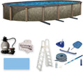 Blue Wave Riviera 15-ft x 30-ft Oval 54-in Deep 8-in Top Rail Metal Wall Swimming Pool Package