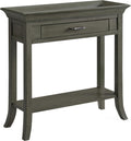Topol Tray Edge Solid Wood Console Table with Drawer and Shelf, Smoke Gray Wash, Perfect for Entryways, Hallways, and Living Rooms – Leick Home, 10127-GR