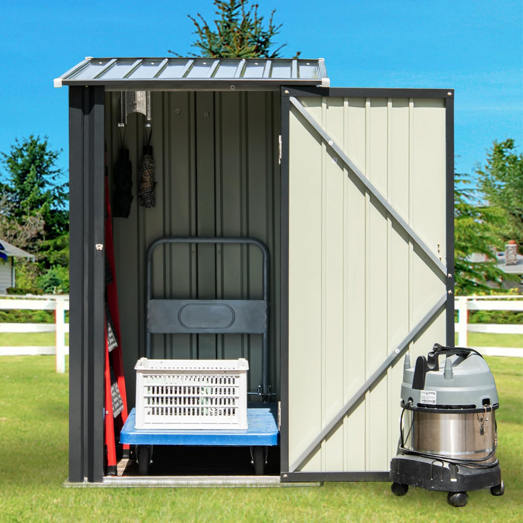 Outdoor Storage Shed, 3 x 3 FT Metal Steel Garden Shed with Single Lockable Door, Small Shed Outdoor Steel Utility Tool Shed for Backyard Patio Garden Lawn, Grey