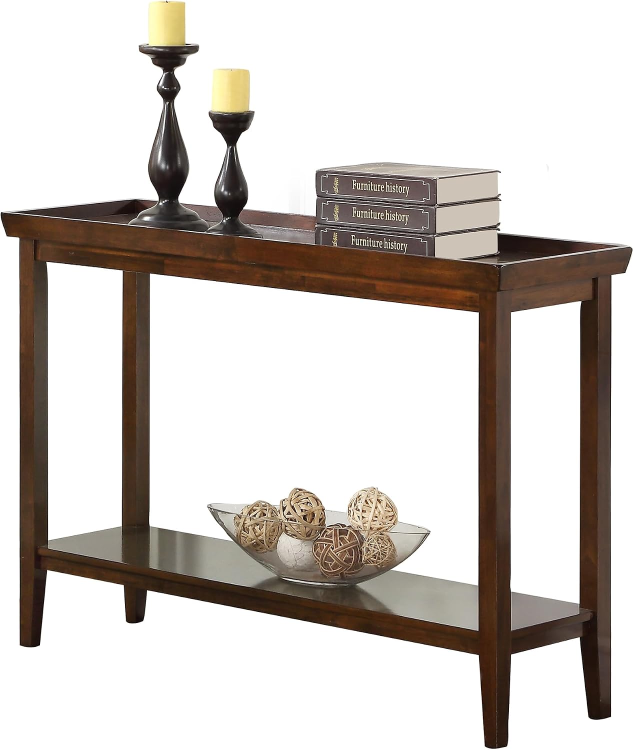 Convenience Concepts Ledgewood Console Table 48' - Modern Narrow Sofa Display Accent with Storage Shelf for Transitional, Traditional Living Room, Entryway, Hallway, or Bedroom, Espresso