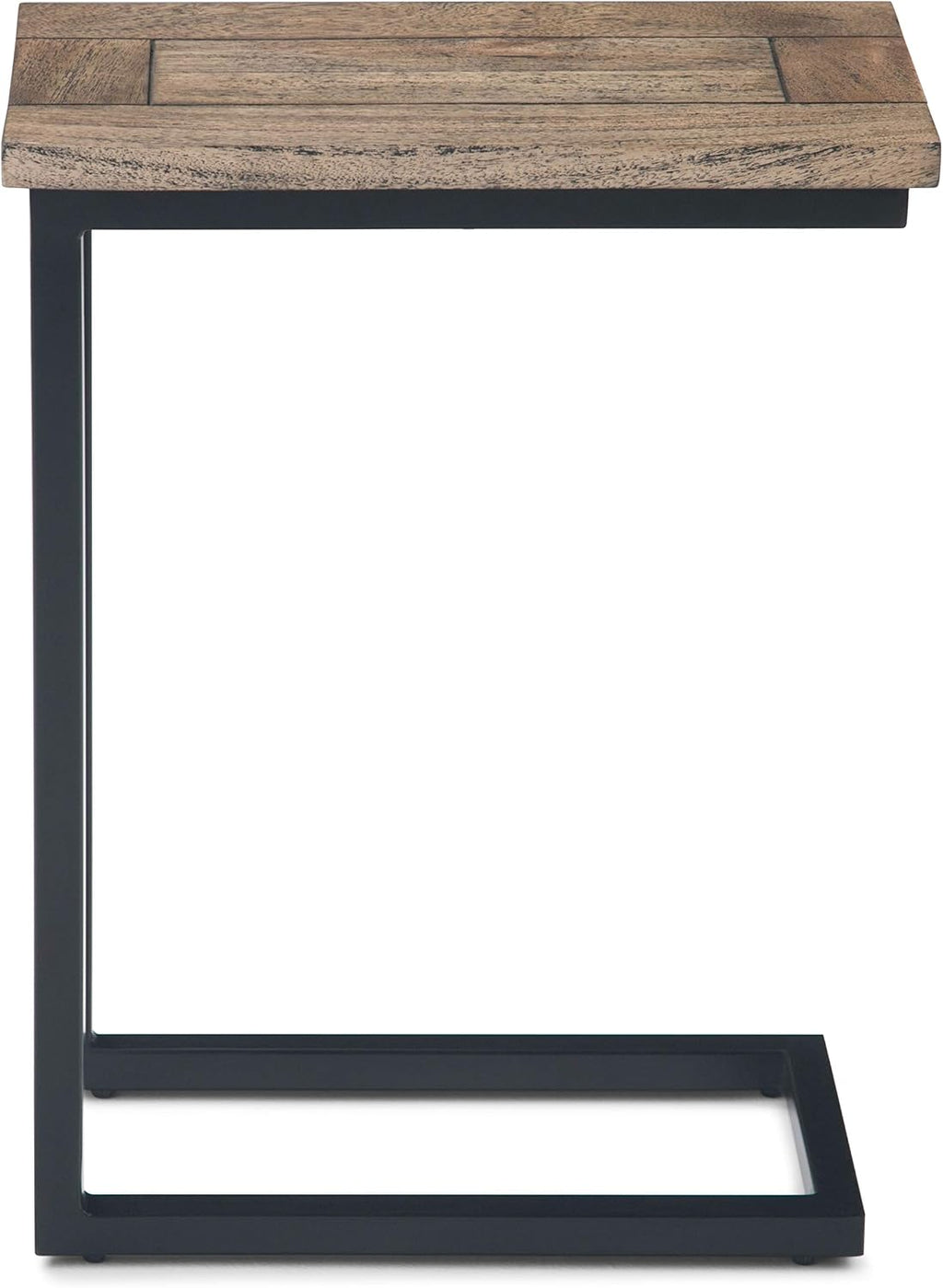SIMPLIHOME Skyler C-Side Table - 18' Wide x 24' High Solid Mango Wood and Metal Slide-Under Table in Beach Brown, Industrial Accent Table or End Table for Living Room with Open Frame Design, Assembled