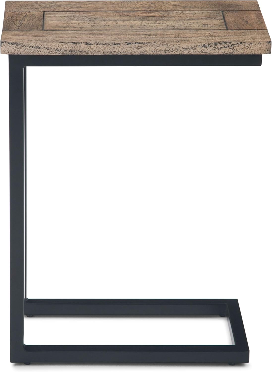 SIMPLIHOME Skyler C-Side Table - 18' Wide x 24' High Solid Mango Wood and Metal Slide-Under Table in Beach Brown, Industrial Accent Table or End Table for Living Room with Open Frame Design, Assembled