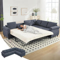 Sleeper Sofa Bed, Pull Out Couch with Mattress, 104'' 6 Seater Upholstery Sectional Couches, Modern Comfy L Shape Sofa Couch, Living Room Furniture for Living Room, Apartment, Studio, Grey