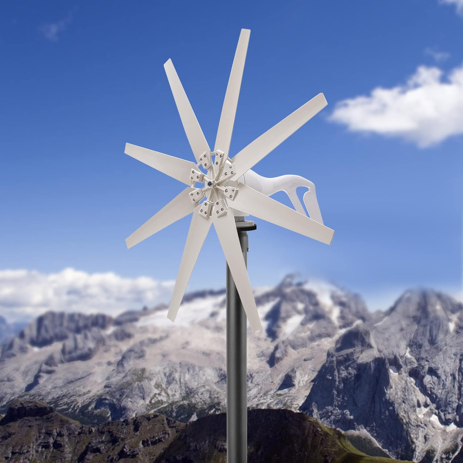 Wind Turbine Generator, 600W Charge Controller Wind Generator Kit 12V Wind Turbine Machine 8 Blade Wind Power Generator Wind Power Tool for Boats Homes RVs Cabins Hybrid Solar Wind System