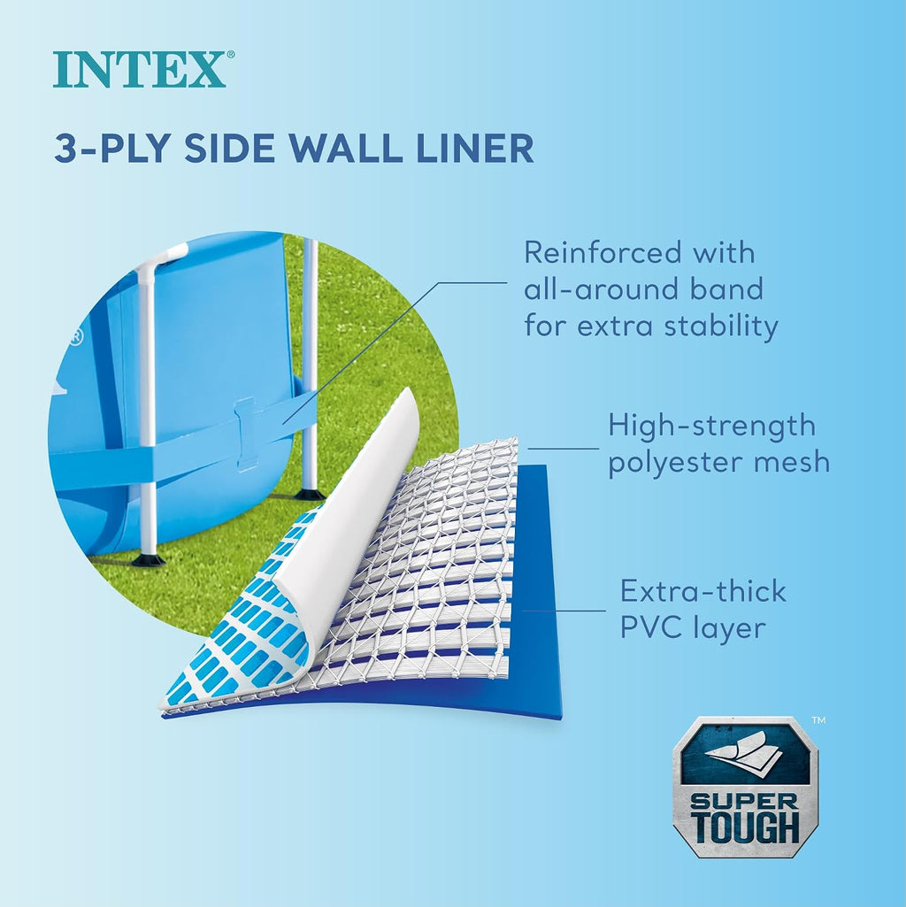 INTEX 10ft x 30in Round Metal Frame Above Ground Pool Set with 330 GPH Filter Pump, Type H Filter Cartridge, and Steel Frame Pool Ladder