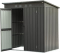 5x3FT Outdoor Storage Shed, with Sloping Roof Galvanized, Latches and Lockable Door, Steel Frame Garden Shed Metal Utility Tool Storage Room for Balcony