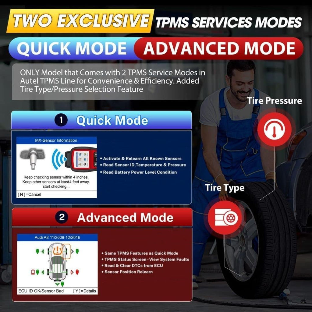 Autel MaxiTPMS TS508WF TPMS Programming Tool Kit, 2026 WiFi Tire Sensor Relearn Activation Tool, Up of TS508 TS601 TS501 PRO, Clear TPMS DTCs, 4PCS 315+433MHz MX Sensors ($120), Lifetime Free Updates
