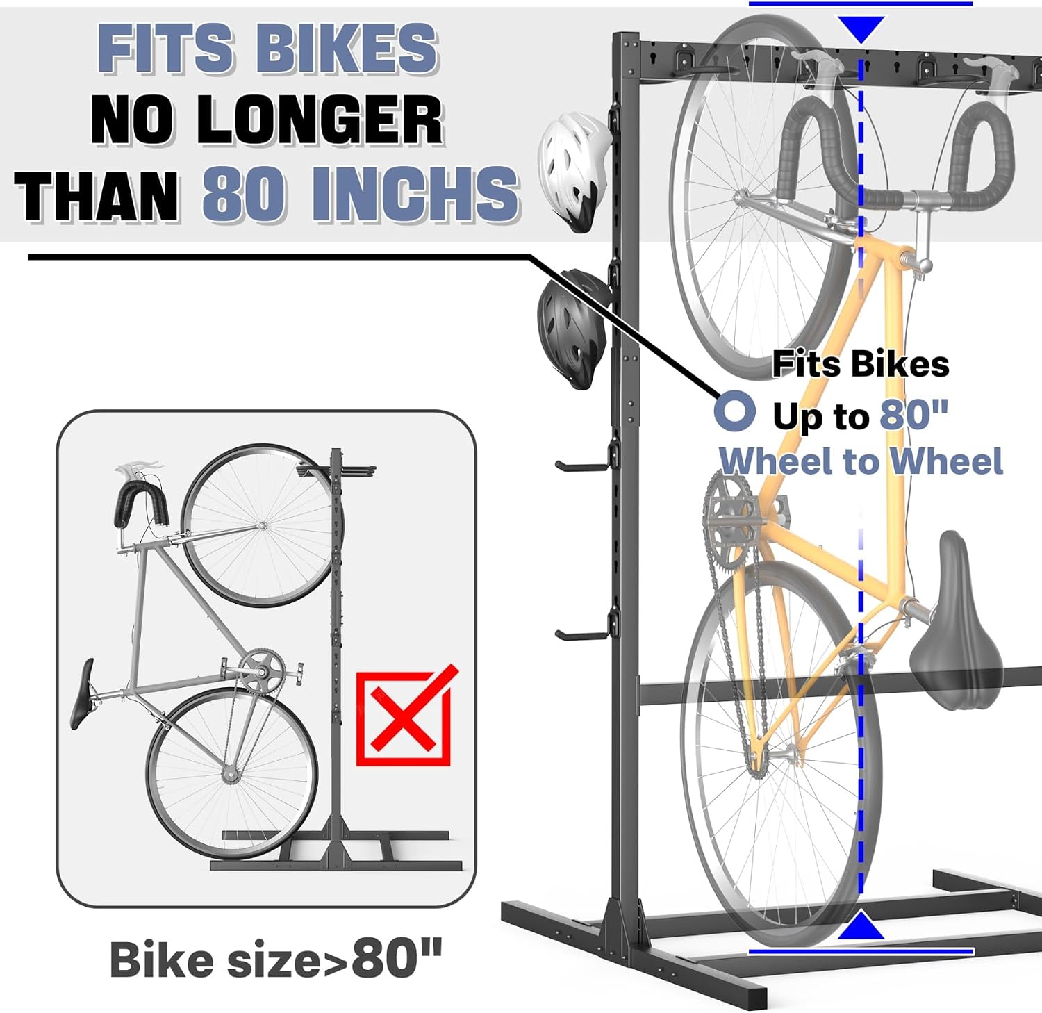 WALMANN Freestanding Bike Stand for Garage, 6/7 Bikes Vertical Bike Storage Stand Heavy Duty Bike Floor Stand