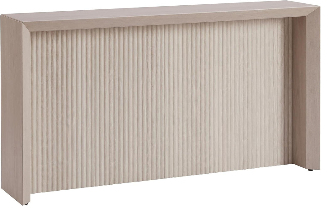 Henn&Hart 56' Fluted Wooden Rectangular Console Table Ribbed Entryway Table, Sofa Table for Entryway, Living Room, Couch, Hallway, or Office, Beech White