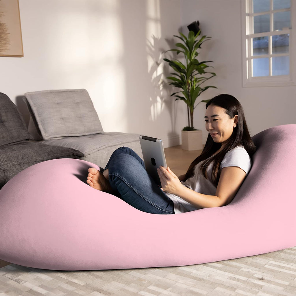 Yogibo Max 6 Foot Giant Bean Bag Chair Bed Lounger for Adults, Kids and Teens with Filling, Extra Large, Oversized, Big, Huge, Plush, Sensory Beanbag Couch Sofa Sack, Washable Cover, Flamingo