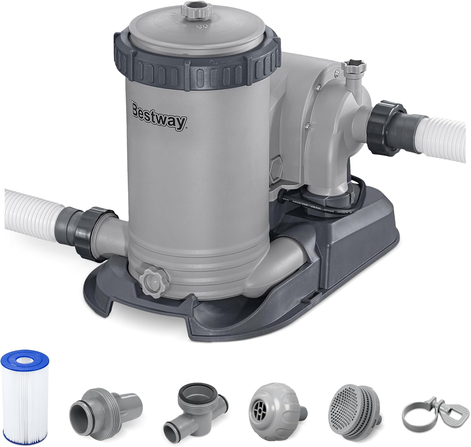 Bestway 2,500 GPH Filter Pump for Above Ground Swimming Pool with Type IV-B Cartridge, Adapter Accessories and Timer