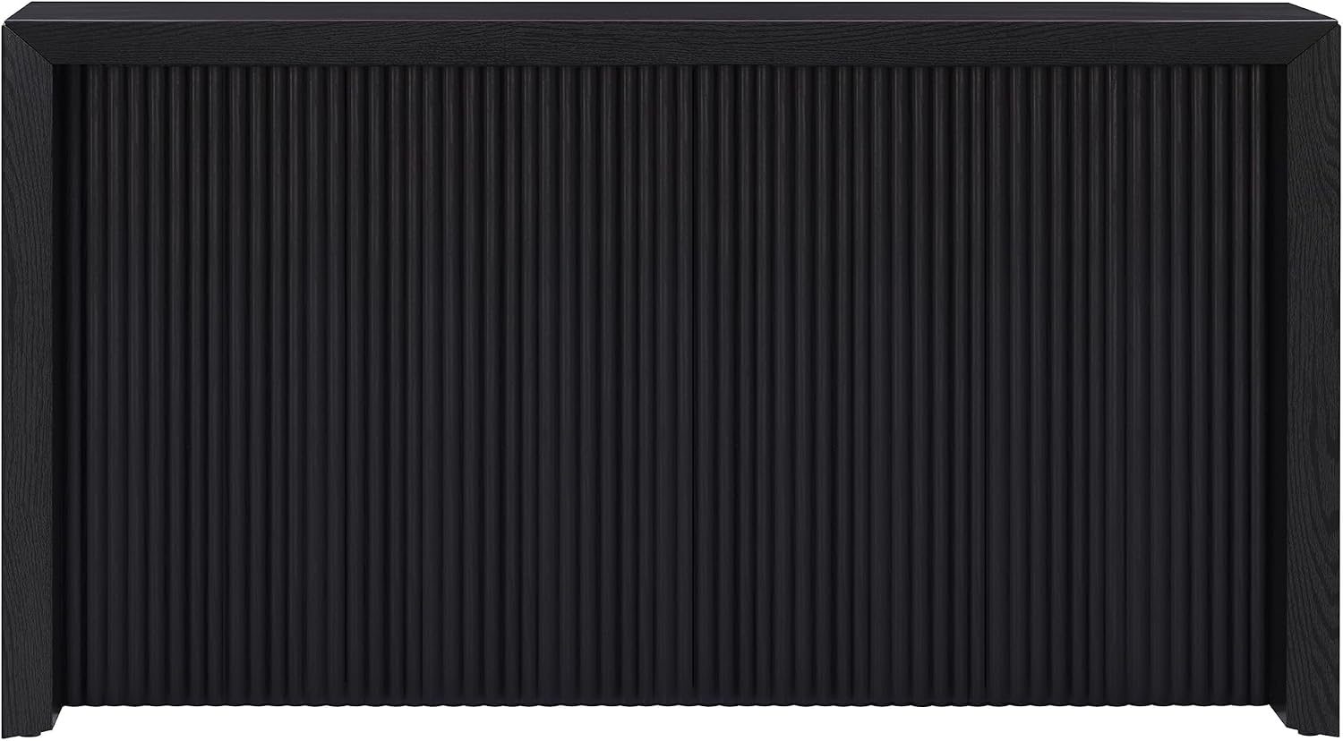 Henn&Hart 56' Fluted Wooden Rectangular Console Table Ribbed Entryway Table, Sofa Table for Entryway, Living Room, Couch, Hallway, or Office, Natural Black