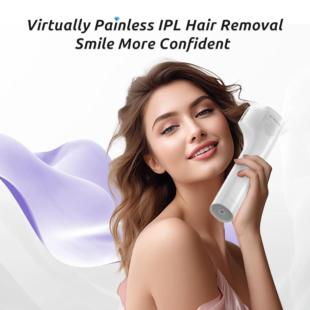 Laser Hair Removal Device for Women and Men, IPL Painless Sapphire with 40F Ice-Cooling System, Safe, Long-Lasting Hair Removal for Home, Face, Legs, Back, Bikini Line