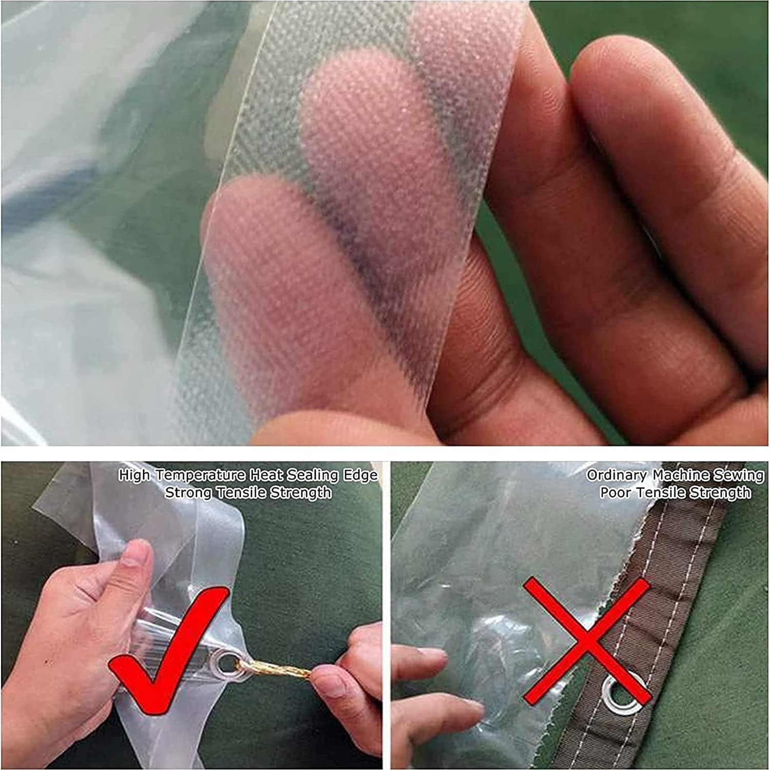 Waterproof Tarpaulin Heavy Duty 0.12mm PE Tarpaulin, Transparent Tarpaulin with Rustproof Grommets, for Pergola, Porch, Gazebos, Customizable(20x20'/6x6m)
