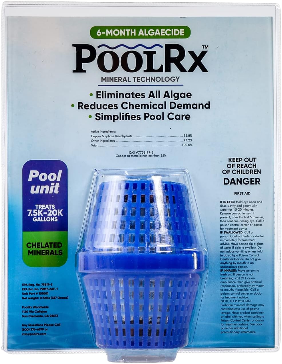 poolrx 101067 Black Units Swimming-Pool-Algaecides (4 Pack) 20,000-30,000 Gallon and Pool RX 101001 Blue Algaecide Treats 7.5k-20k Gallons