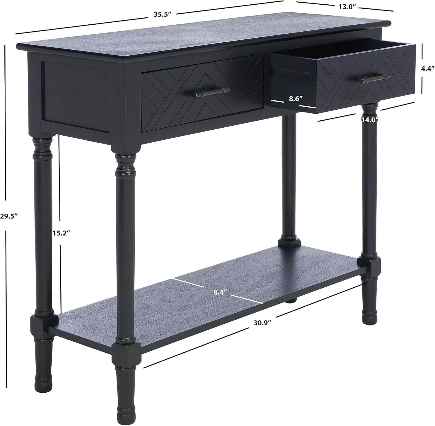 Safavieh Home Collection Peyton Black 2-Drawer Console Table CNS5704B
