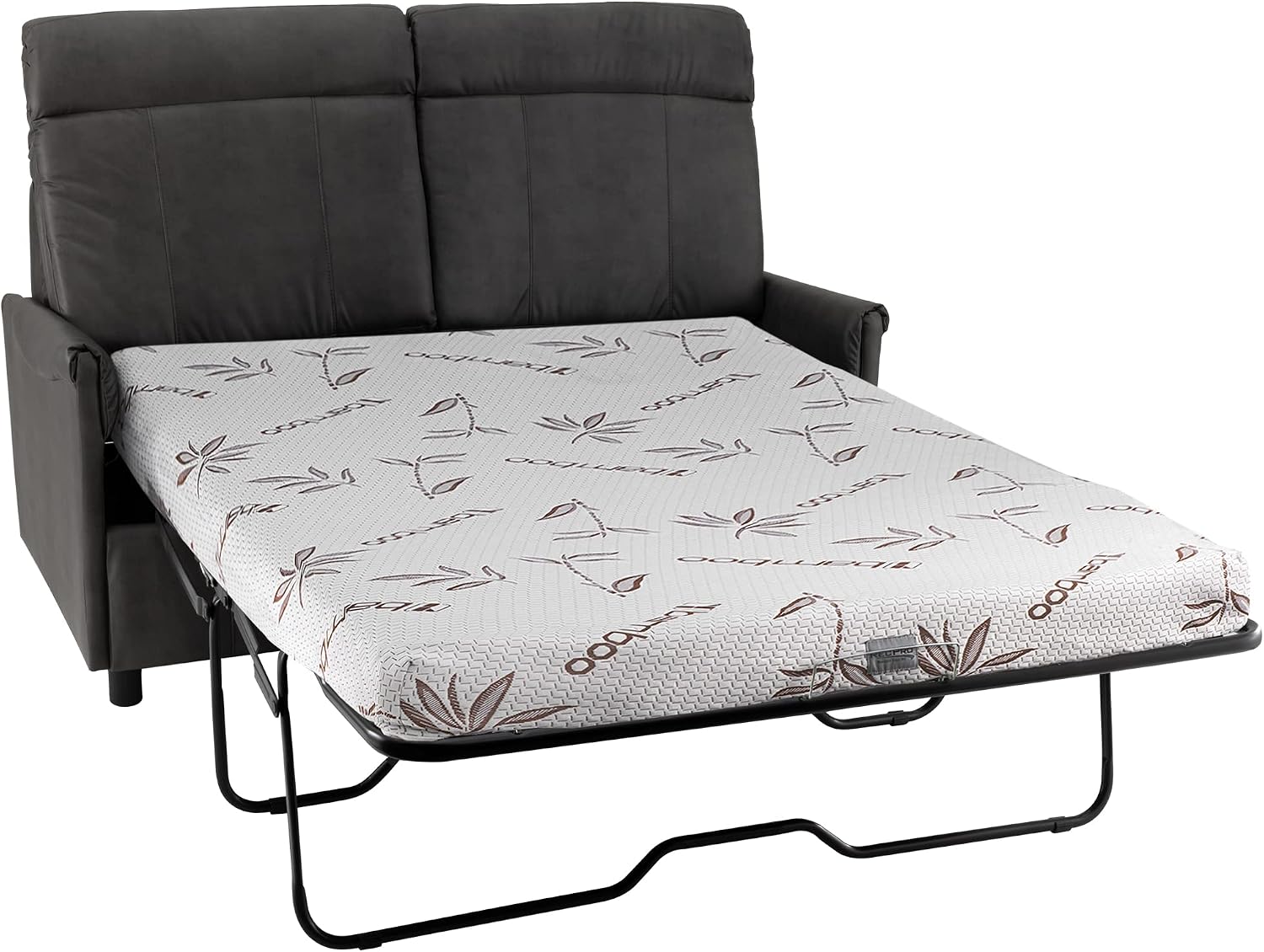 RecPro Charles Collection 60' RV Hide A Bed Loveseat | Sleeper Sofa With Memory Foam Mattress | Pull Out Couch | Living Room (Slideout) Furniture | Gunmetal